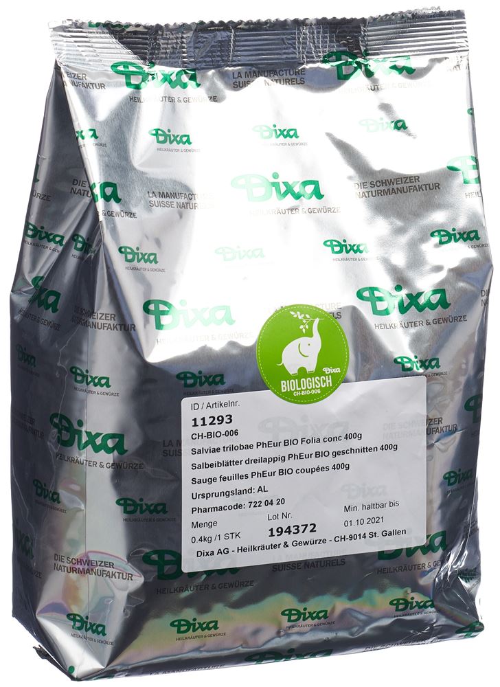 DIXA Salbeiblätter dreilappig<br>400 g, PhEur BIO geschnitten
