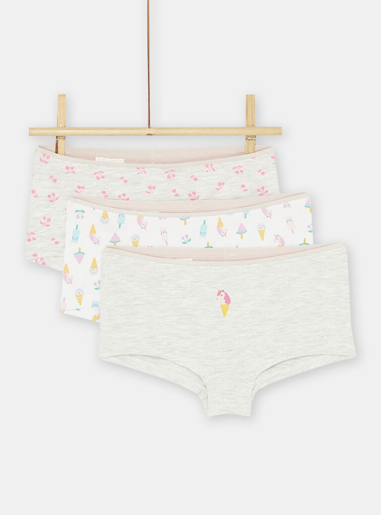 3 shortys gris clair