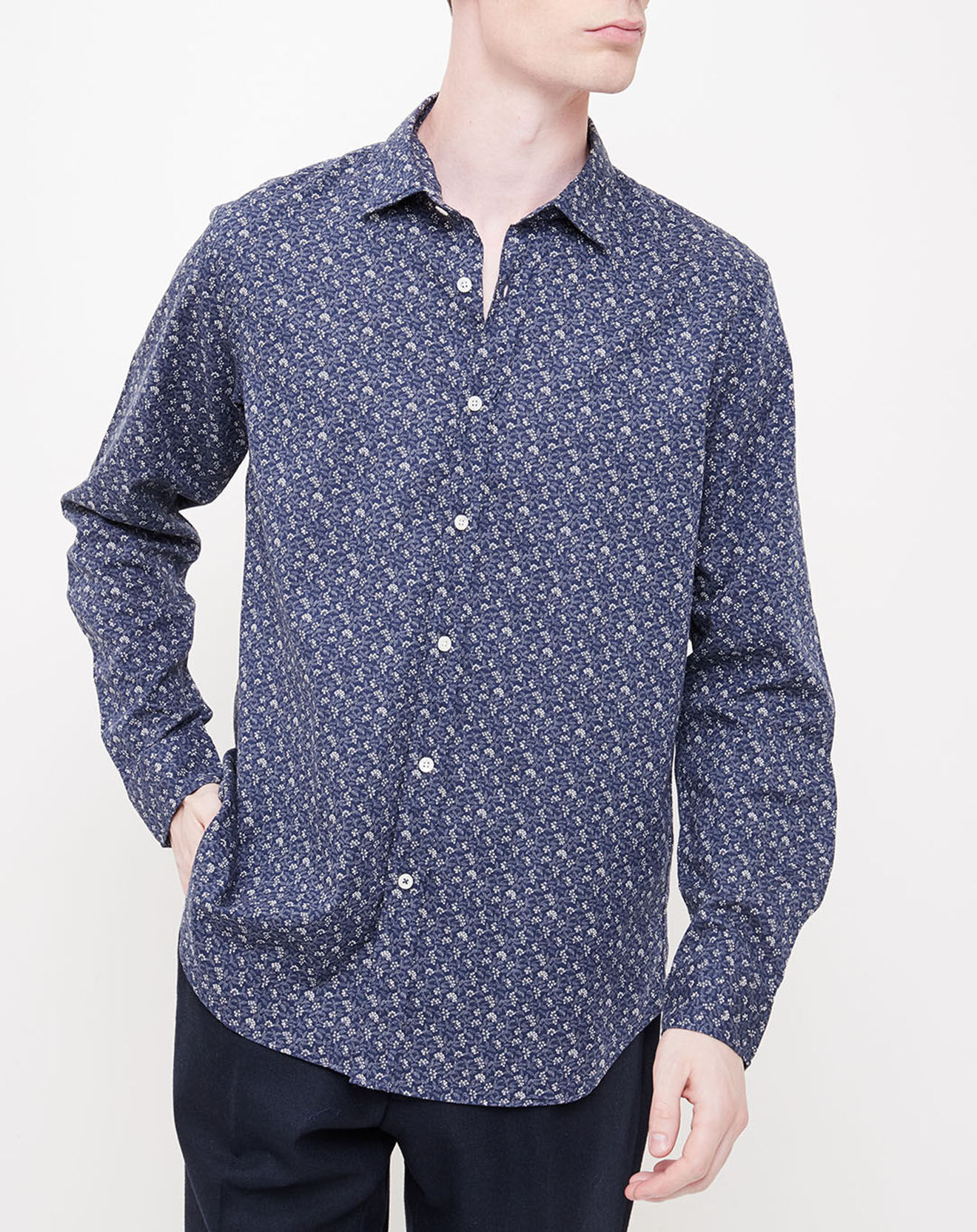 Hartford Chemise Slim Sammy imprimée fleurie bleu/blanc