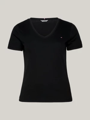 Camiseta Slim com Decote em V e Textura Canelada Curva