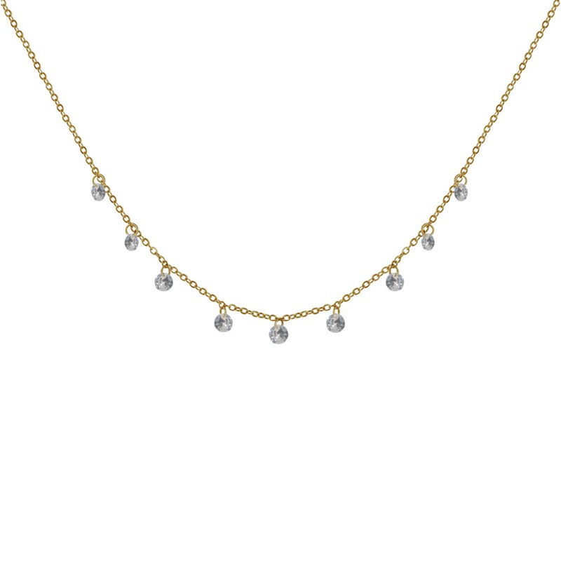 Collier Plaqué Or Strass Dégradé de Couleurs