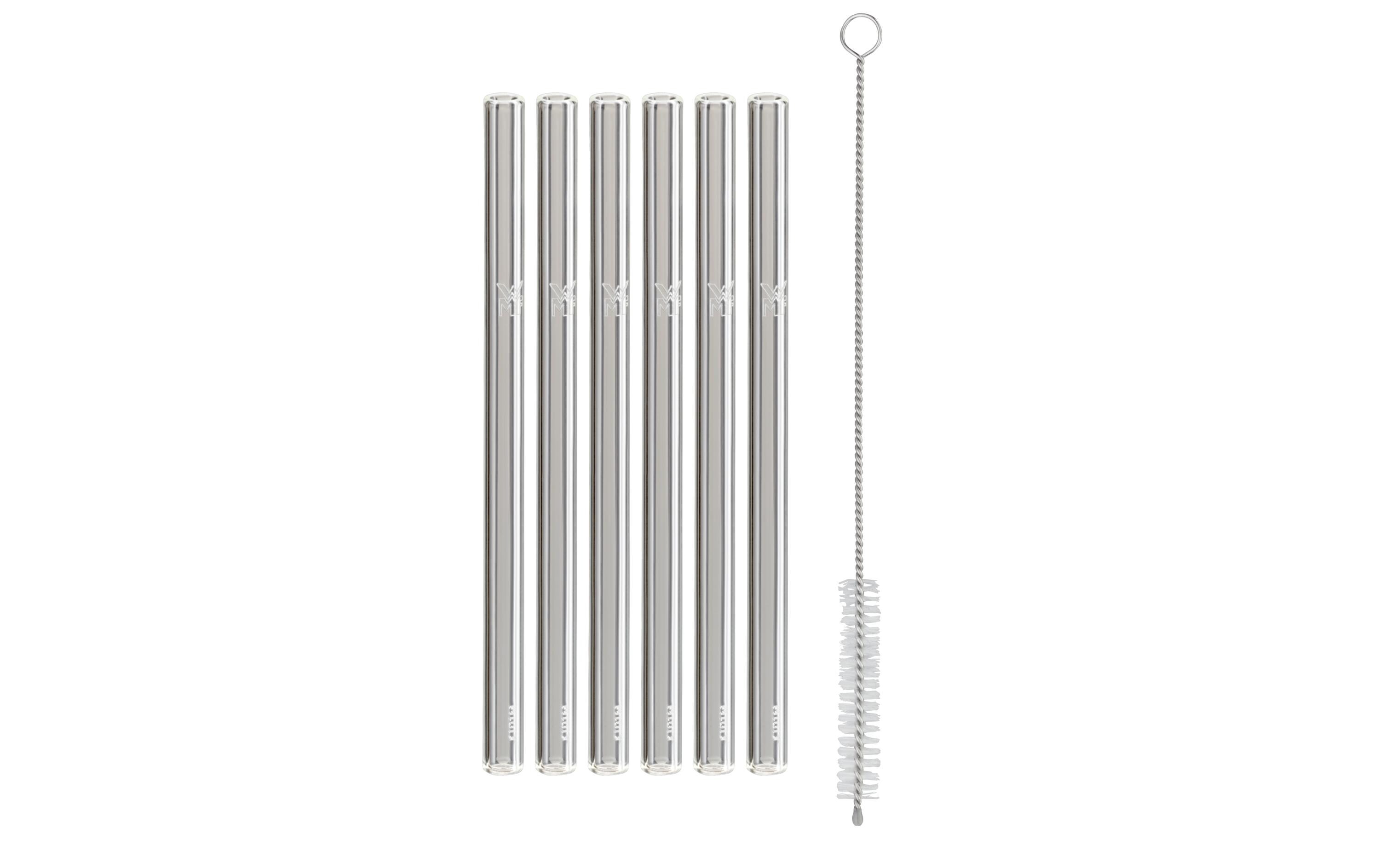 Strohhalm Baric 15 cm gerade, 6 Stück, TransparentTrinkröhrchen aus Glas mit Reinigungsbürste