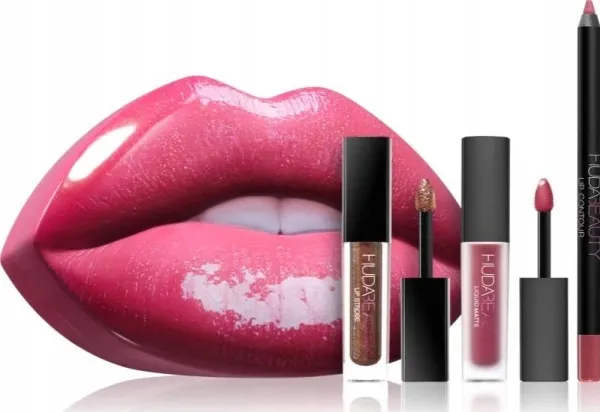 Huda Beauty Heartbreaker Set Huda Beauty: Huda Beauty, Matte, Liquid Lipstick, 1.9 ml *Miniature   Huda Beauty, Lip Liner, 1.2 g   Lip Strobe, Liquid Lipstick, 2 ml *Miniature For Women