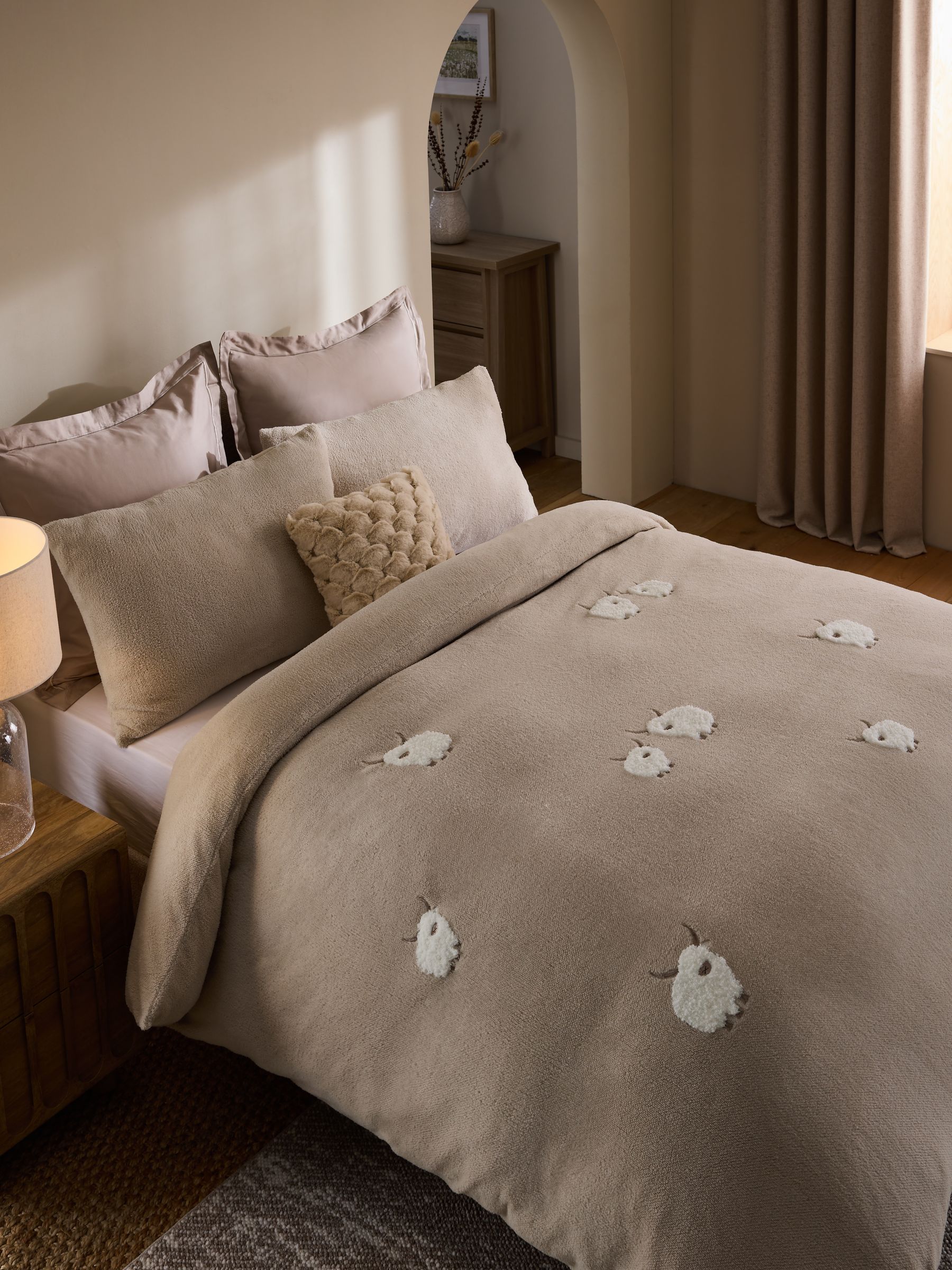 Fleece tufted dekbedovertrek en kussensloopset Hamish