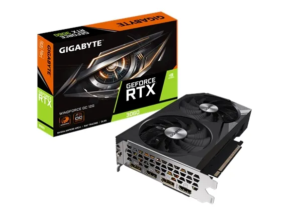 GIGABYTE RTX 3060 Windforce OC 12G, GeForce RTX 3060, 12 GB, GDDR6, 192 Bit, 7680 x 4320 pixel, PCI Express x16 4.0 - LHR