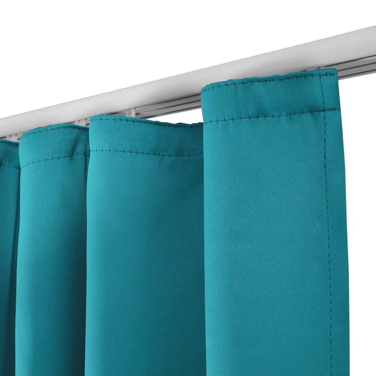 Beautissu Amelie BK gordijn met gerimpeld band 140x245cm turquoise (set van 2)
