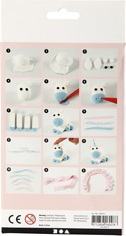 Silk Clay Og Foam Clay - Modellervoks Dyr - Diy Kit - Blå Enhjørning