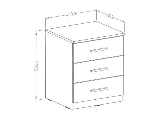 Chambre à coucher FLOYD : Armoire 200cm, Lit 140x200, commode, chevets. Coloris blanc effet bois.