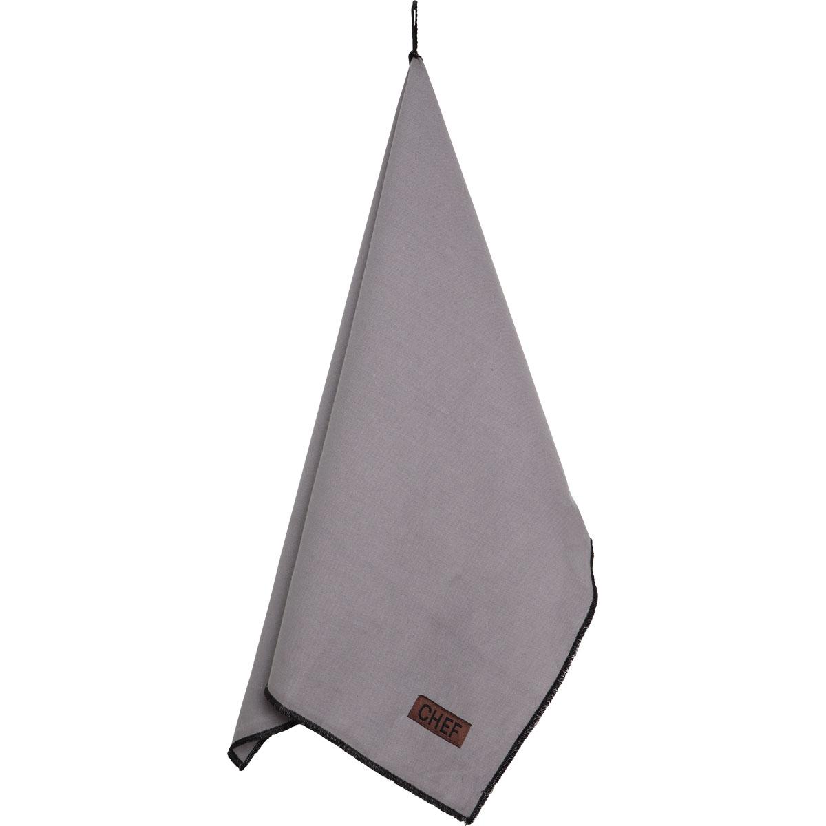 TORCHON CHEF BLACK LINE 50X70CM COTON GRIS