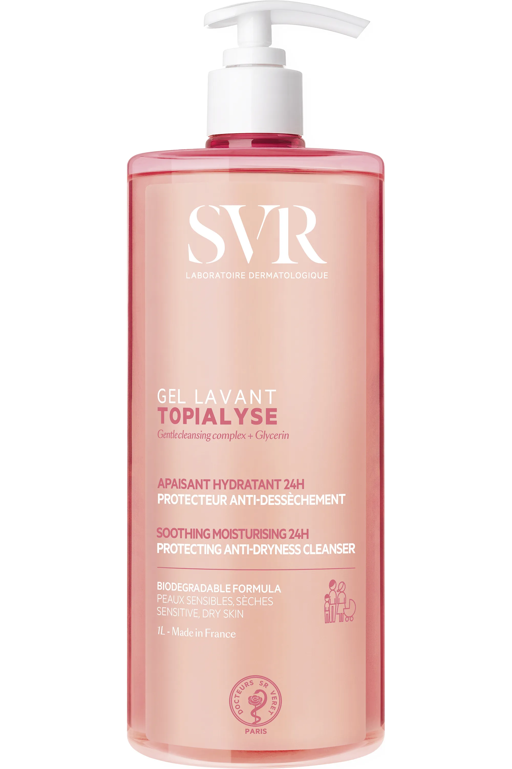 SVR Gel lavant corps doux anti-dessèchement sans savon Topialyse-1 L