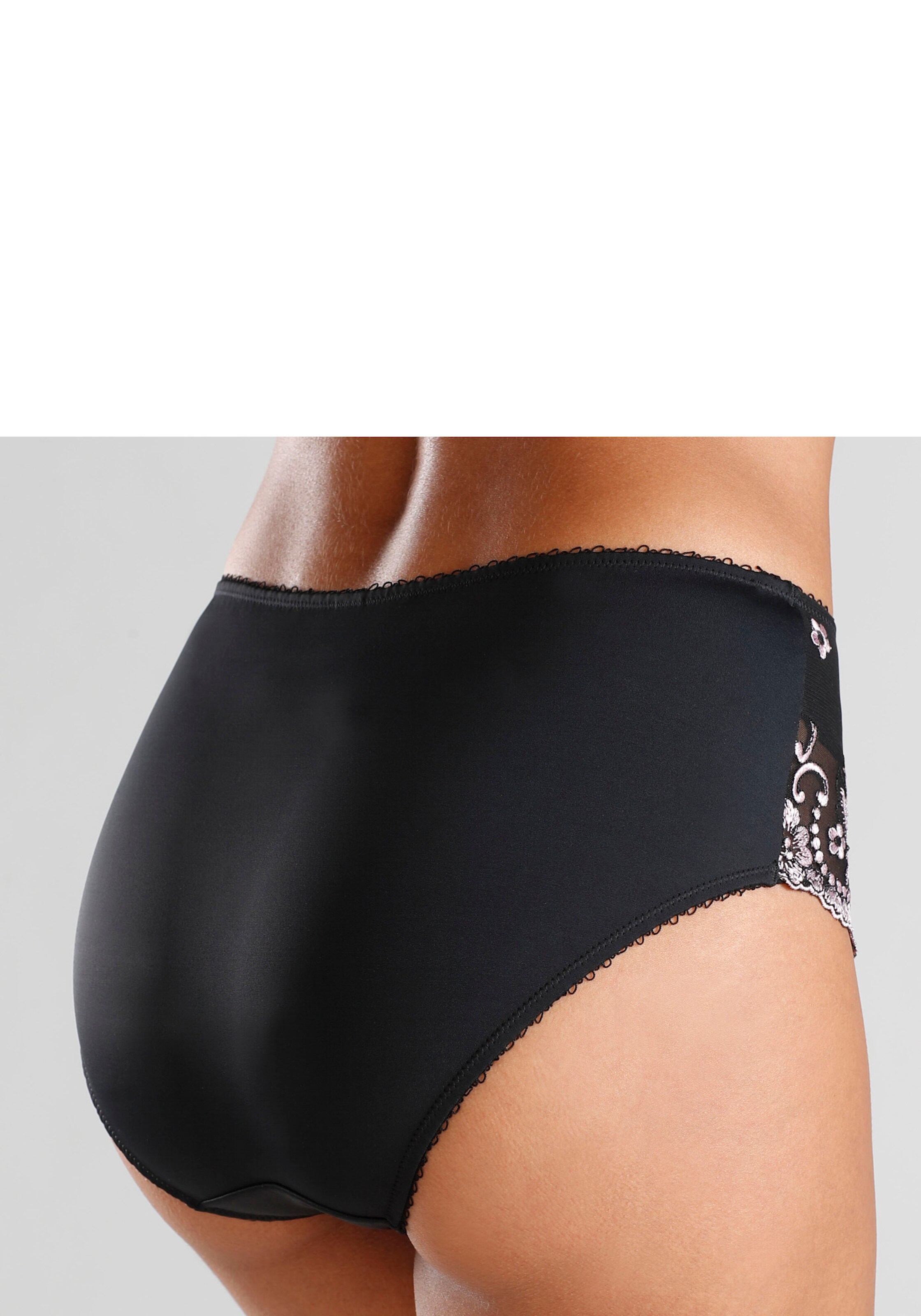LASCANA Slip in schwarz-rose