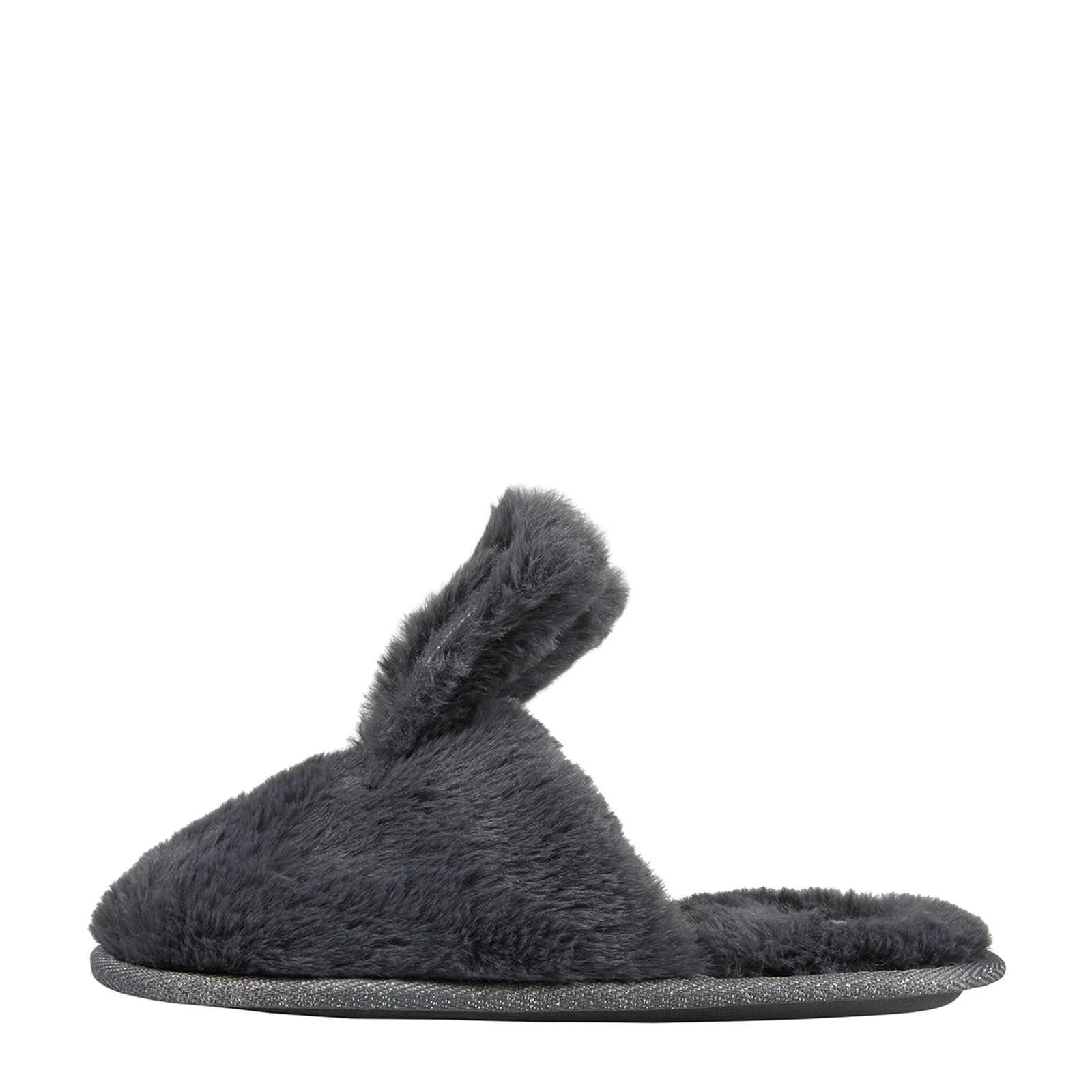 Apollo imitatiebont pantoffels met bunny oren antraciet