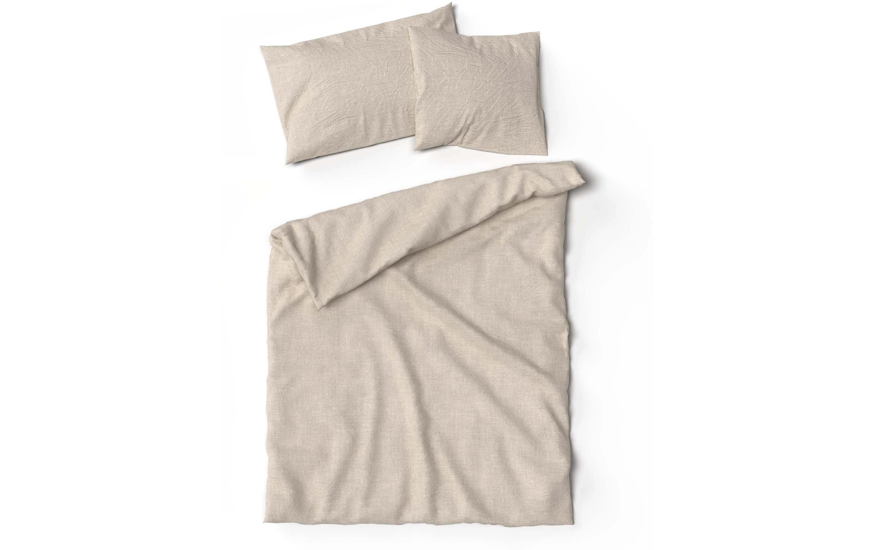 Duvetbezug Leinen 160 x 210 cm, Sand<br>Bettbezug