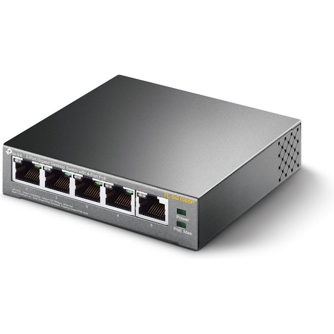 TP-Link TL-SG1005P Non-géré Gigabit Ethernet (10/100/1000) Connexion Ethernet, supportant l'alimentation via ce port (PoE) Noir