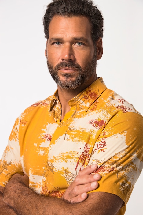 Hemd, Halbarm, Alloverprint, Kentkragen, Cuba-Fit, bis 8 XL