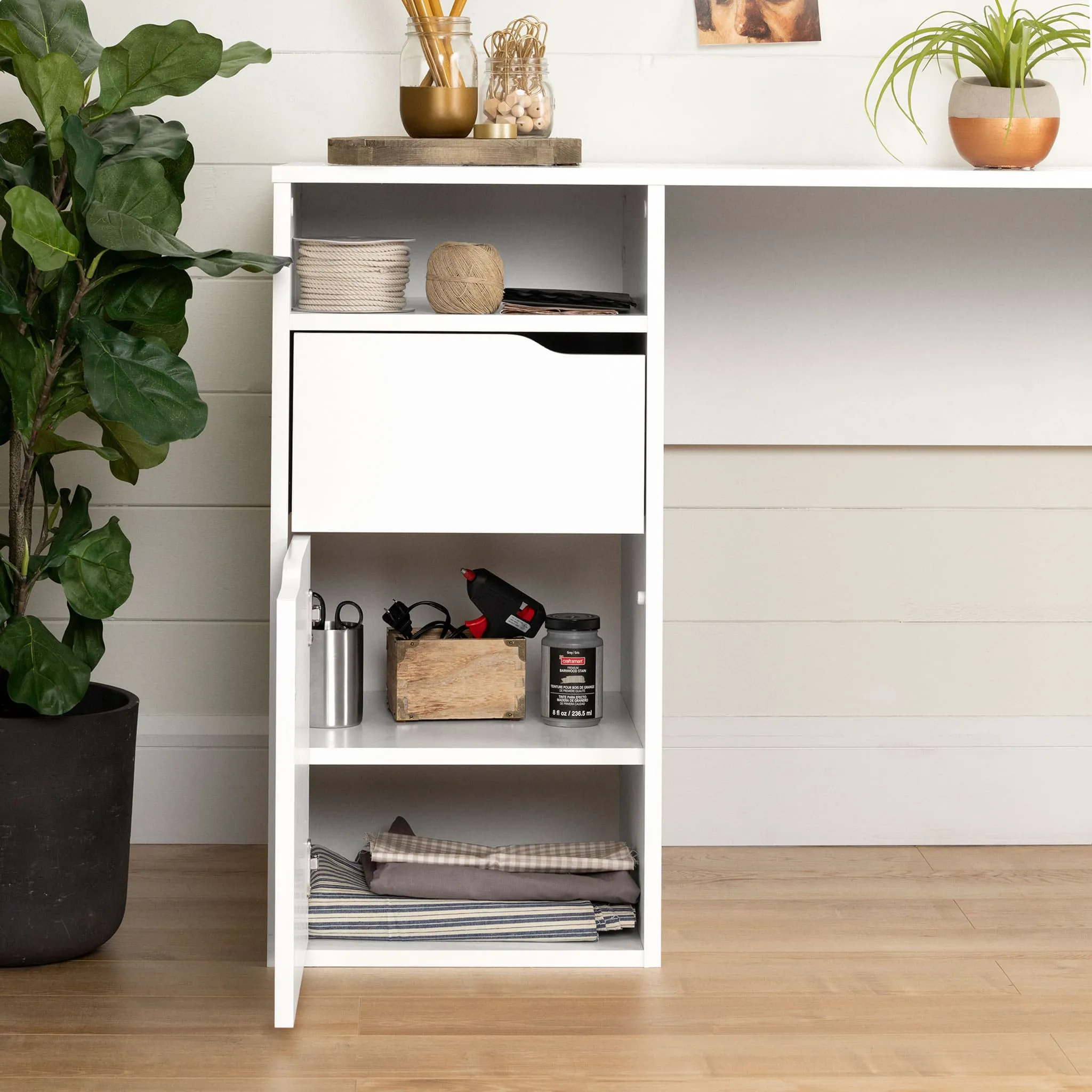 South Shore Table de Bricolage avec Rabat - Crea Blanc solide