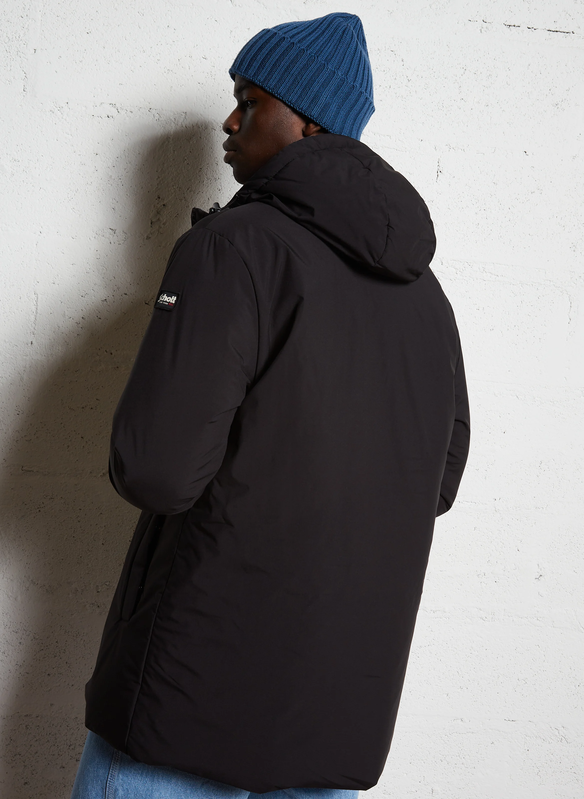 Parka longue droite à capuche | Noir