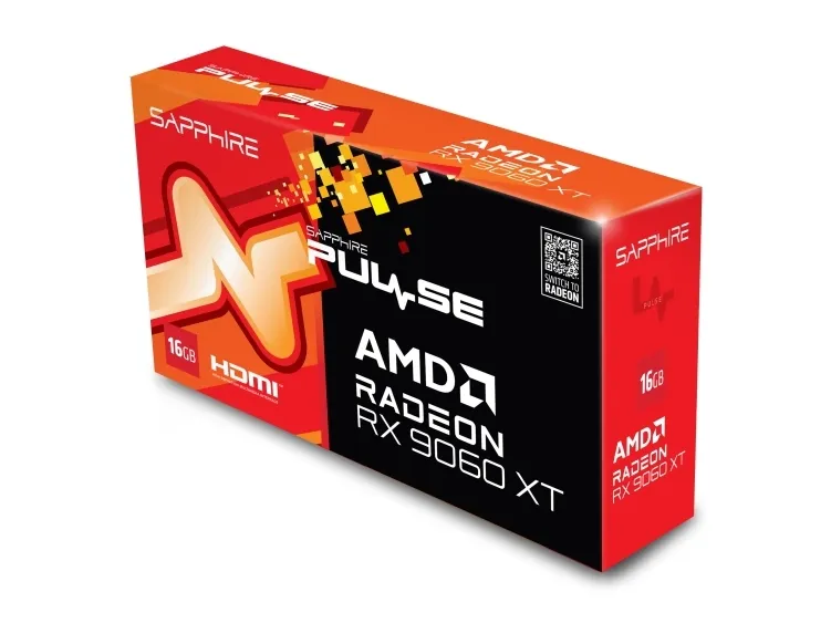 Sapphire Pulse Radeon RX 9060 XT 16GB - Grafikkort - Radeon RX 9060 XT - 16 GB GDDR6 - PCIe 5.0 x16 - DisplayPort, 2 x HDMI - boks