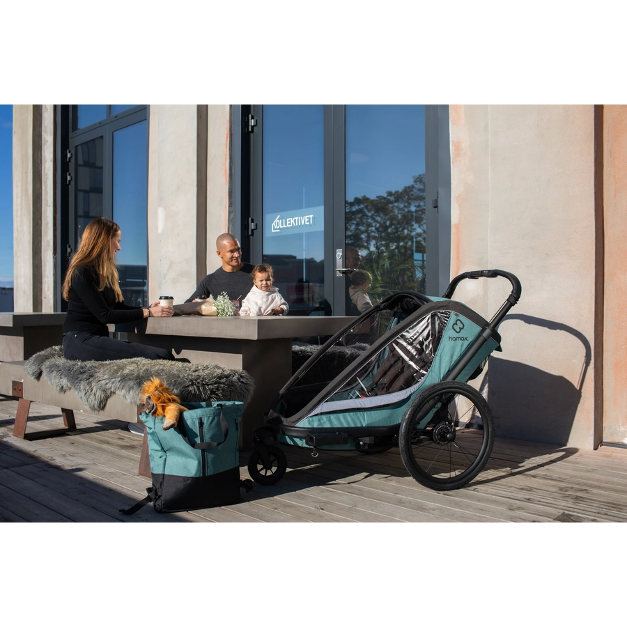hamax Kinderfahrradanhänger Cocoon Zweisitzer greenblack