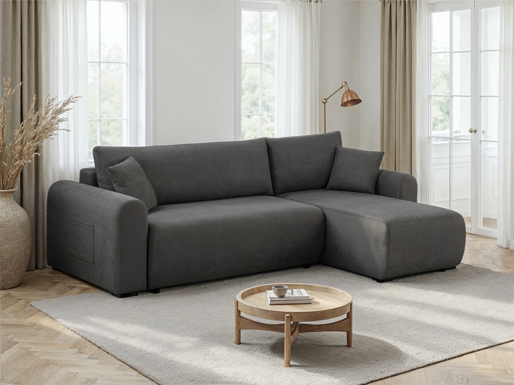 GOODproduct Ecksofa »JONAA, 241cm, L-Form, Schlafsofa, Boxspringfederung, Cord u. Struktur« 133/200cm, Recamiere links/rechts, Bettkasten, Cord u. Struktur