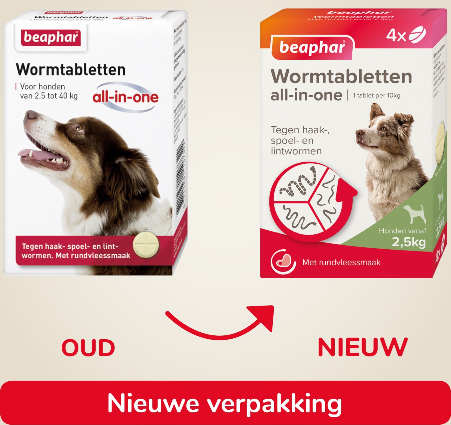 Beaphar wormtablet All-in-One hond 2,5-40 kg 4 stuks
