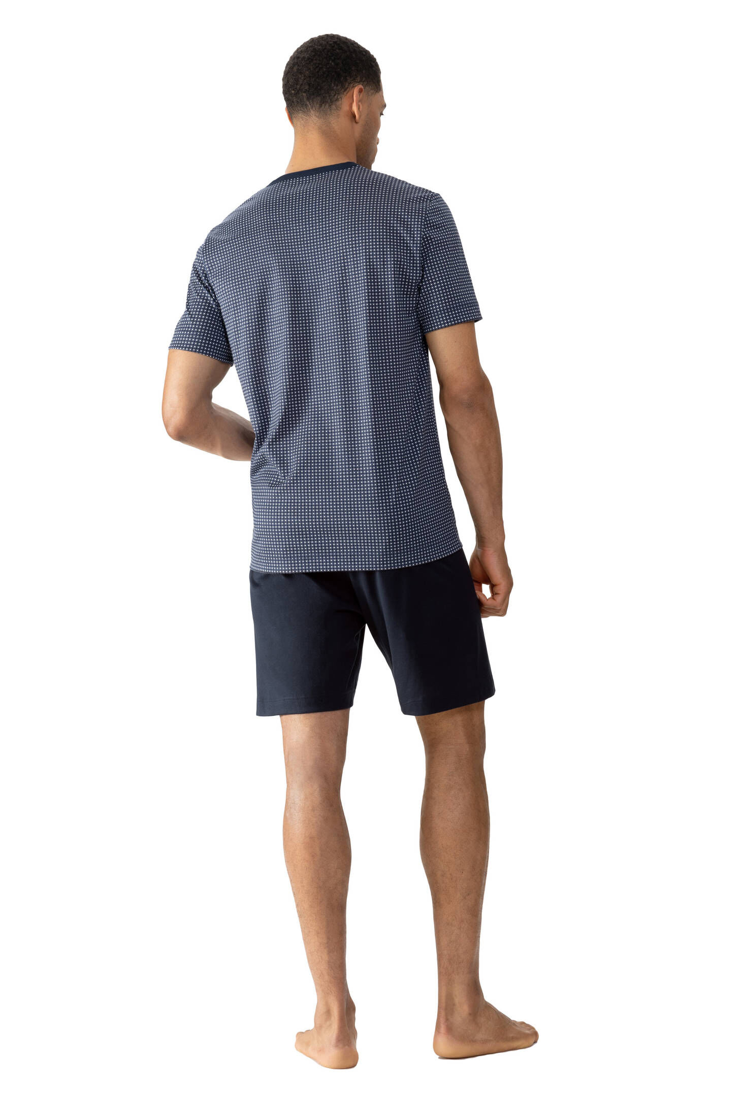 mey| Herren Schlafanzug Serie Blue Grid