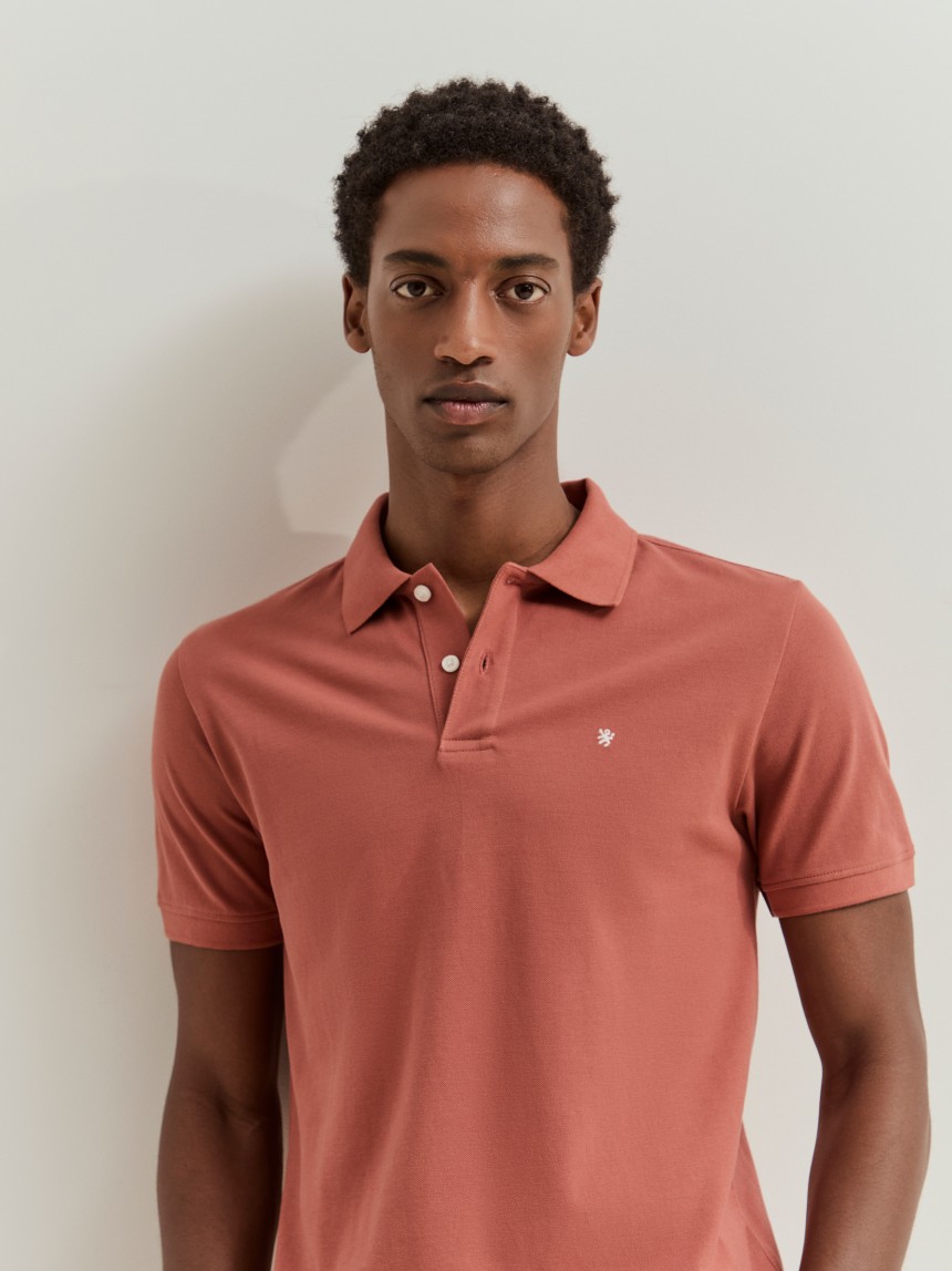 Polo piqué slim fit garment dye