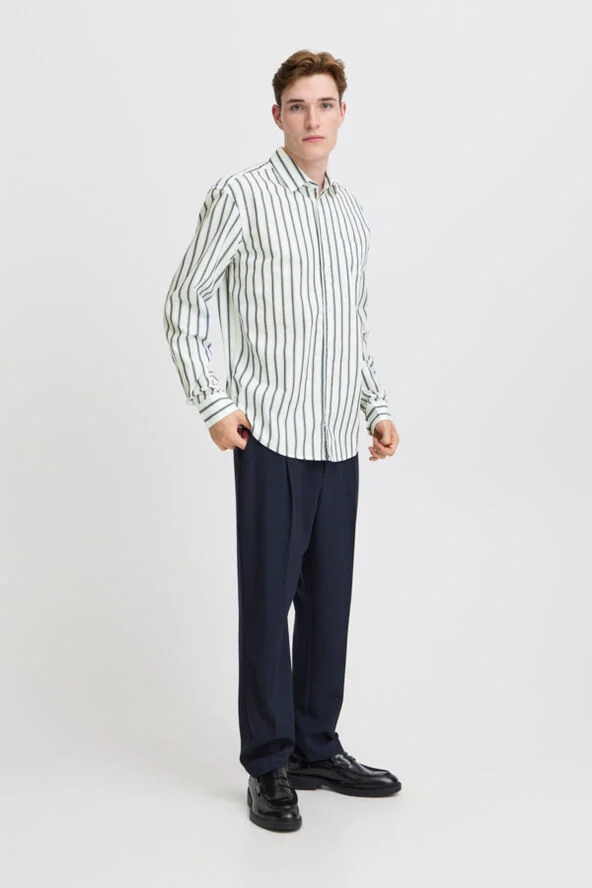 Casual Friday CFALVIN LS dobby striped shirt Snow white
