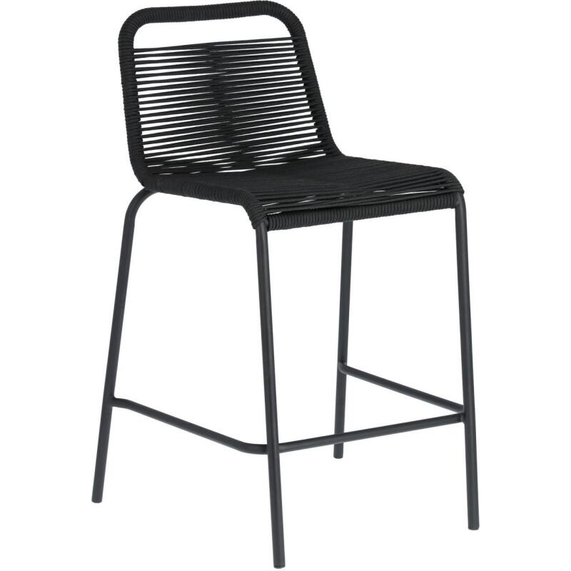 Tabouret Lambton - corde - pieds en acier H 62 cm