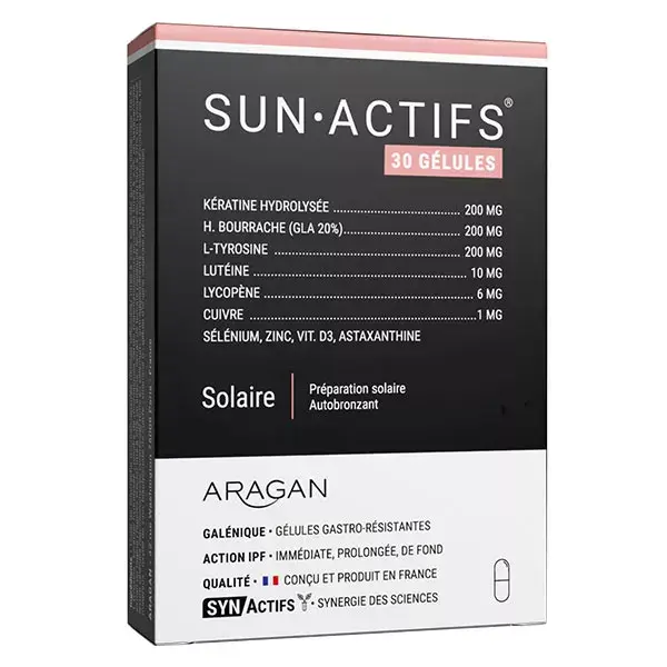 Aragan - Synactifs - Sunactifs® - Autobronzeador - Queratina, Selênio - 30 cápsulas