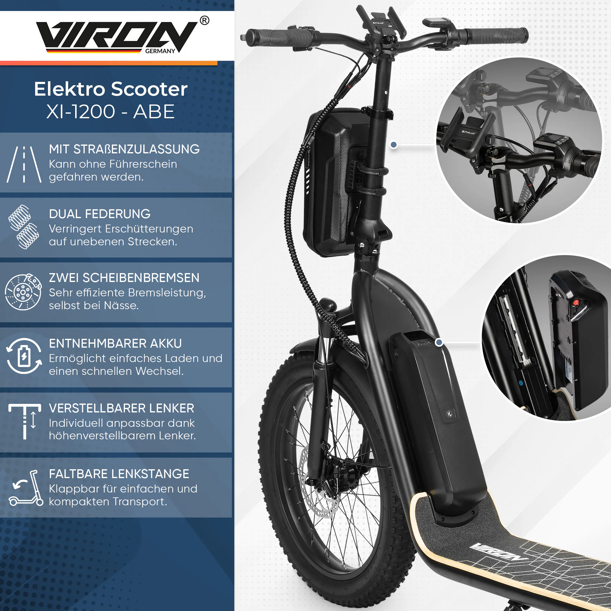 VIRON XI-1200-S E-Scooter mit Straßenzulassung ABE