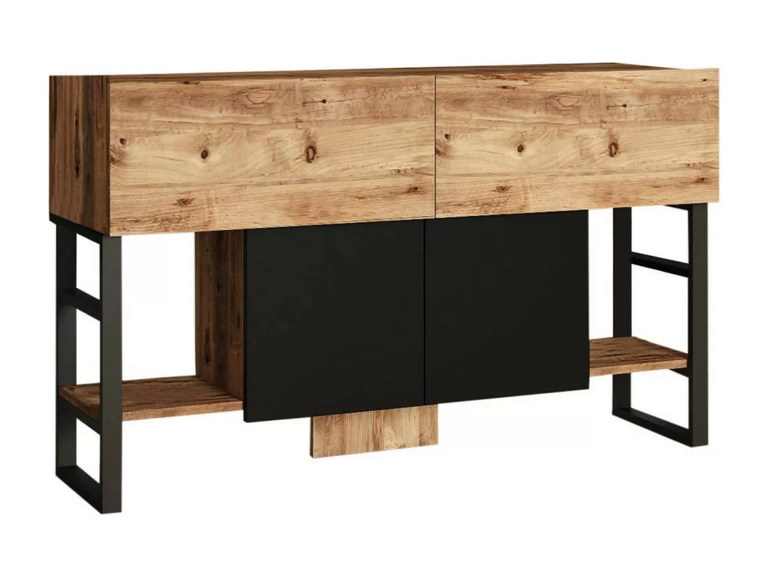 Console Helene, Table polyvalente, Armoire de rangement, Bureau du couloir, 139x43 h84 cm, Chêne