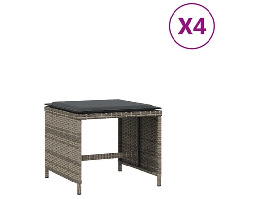 VIDAXL - Tabourets de jardin avec coussins 4 pcs gris 41x41x36 cm rot...