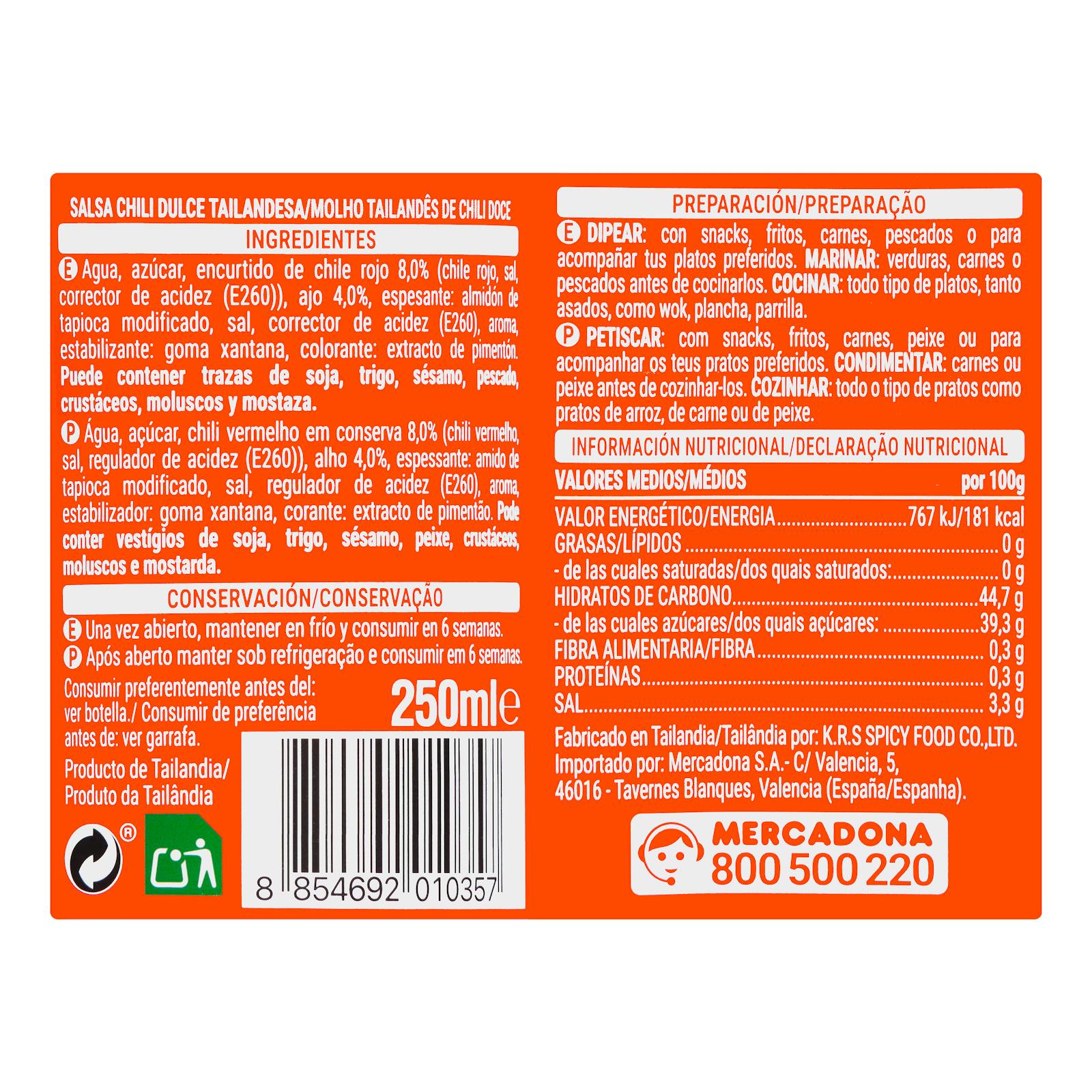 Sauce chili douce thaïlandaise J-Lek