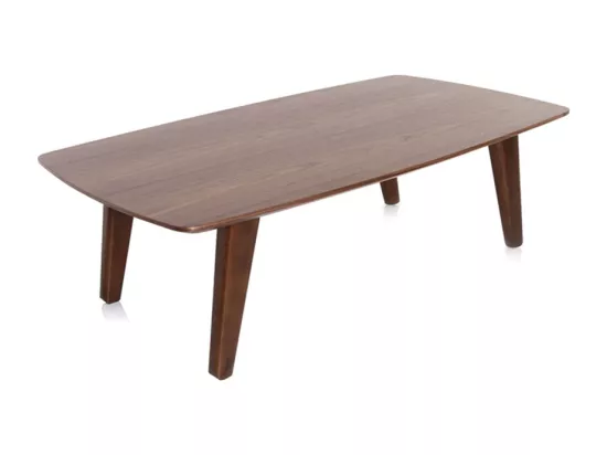 Table basse rectangulaire vintage bois foncé noyer L120cm FIFTIES