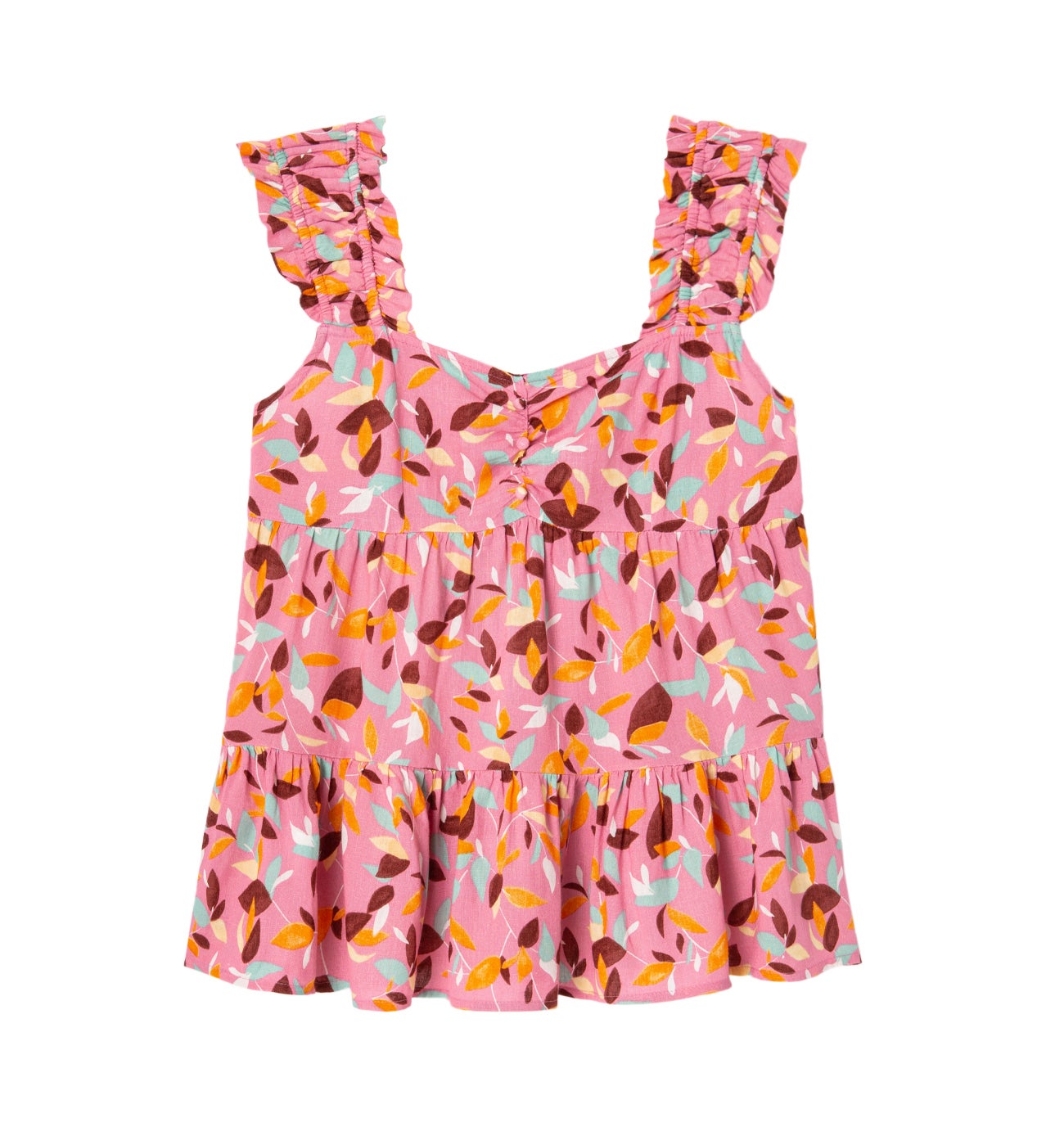 Top évasé volanté Femme - Imprimé rose