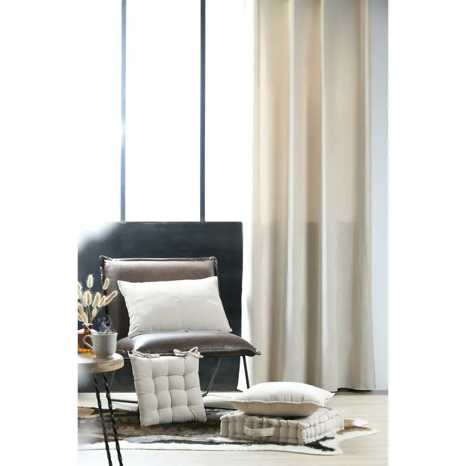 Stof Textile stoelkussen - creme beige - 38 x 38 x 5 cm