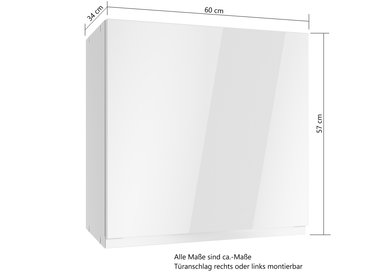 Hängeschrank MONZA - weiß Hochglanz - 60 cm