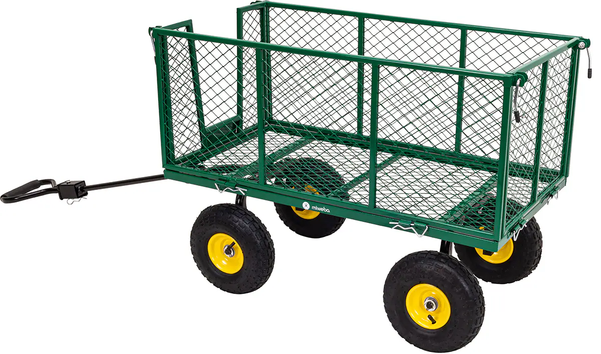 Miweba Bollerwagen MB-550, klappbare Seitenwände, Zuladung bis 550 kg, abnehmbare Polyesterplane (Grün)
