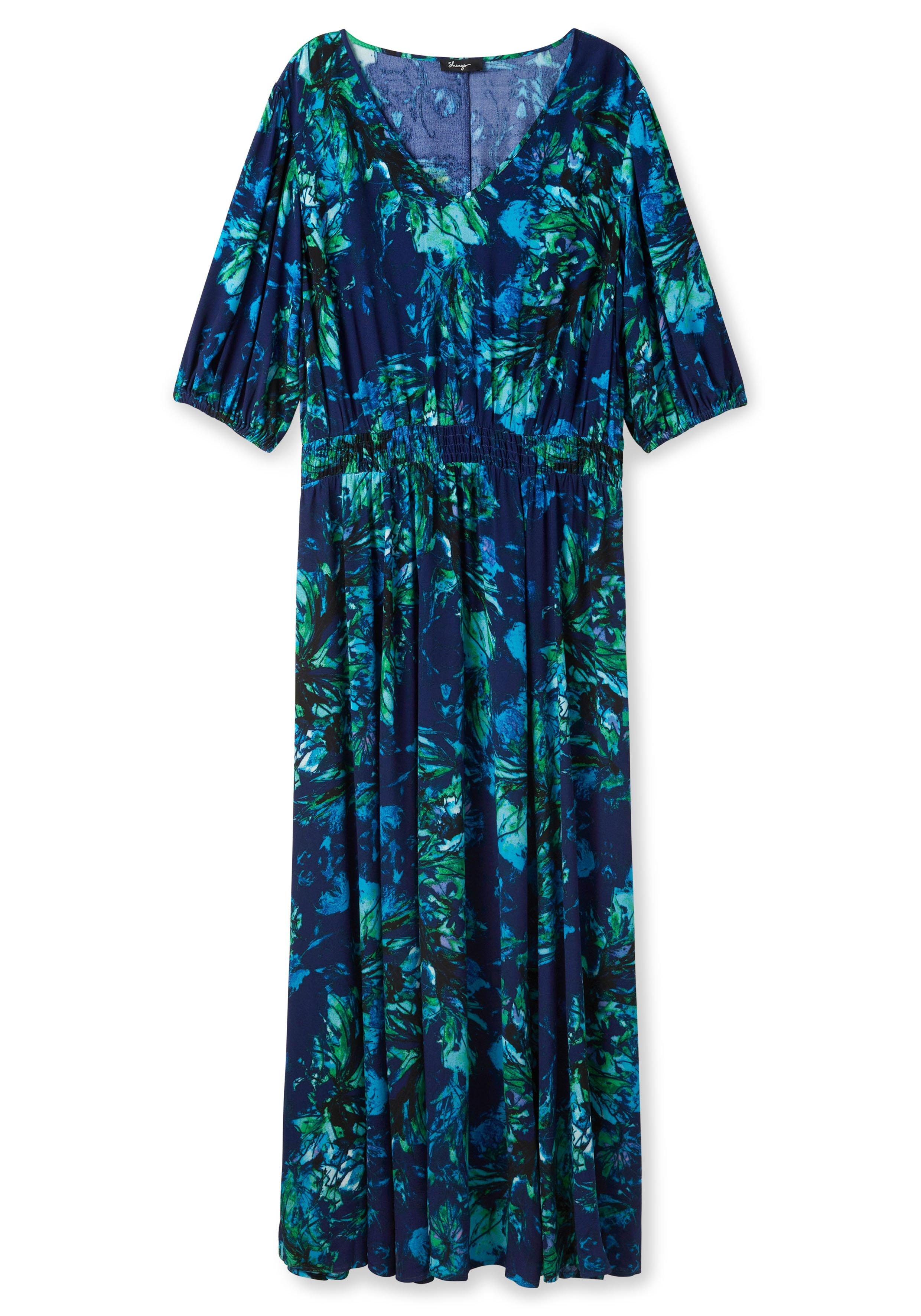 Maxikleid mit Blumendruck und Ballonärmeln