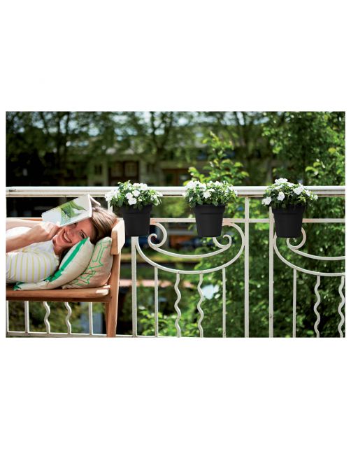 Elho Balkonbak Green Basics Easy Hanger Rond - Plantenbak - 27x18x26 cm Zwart