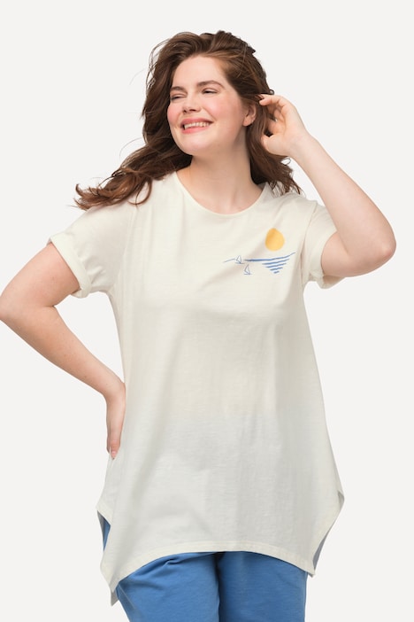 T-Shirt, Zipfelsaum, Rundhals, Halbarm, Biobaumwolle