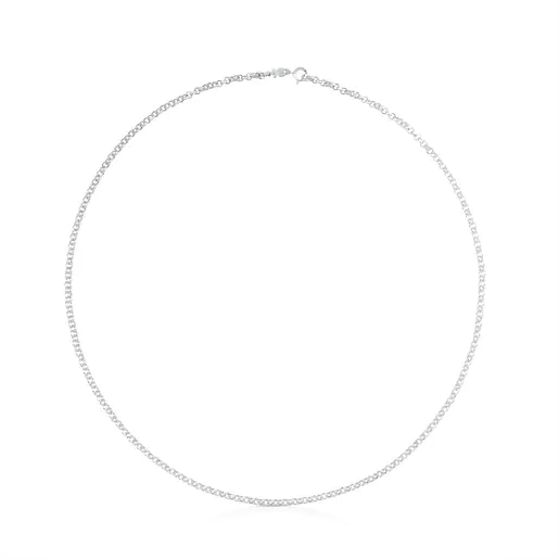 Gargantilla gruesa de prata com anilhas, corrente de 60 cm
