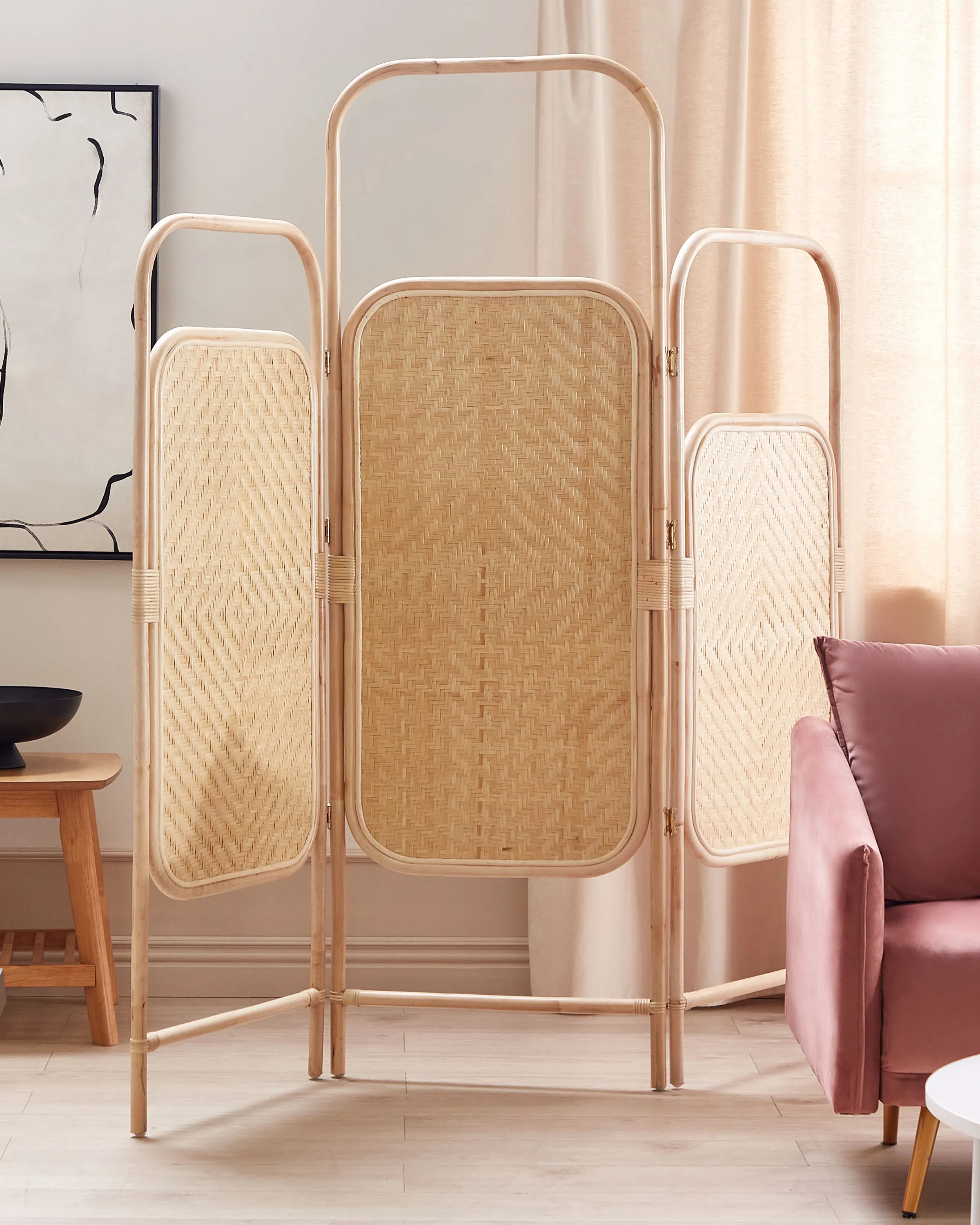 Roomdivider met 3 panelen CARPI Natuurlijk 166 cm 180 cm