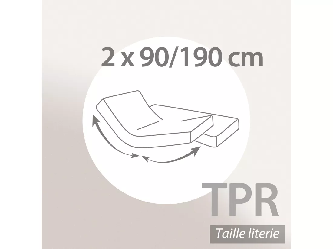 Protège matelas imperméable 2x90x190 cm lit articulé TPR bonnet 30cm ARNON molleton coton contrecollé polyuréthane