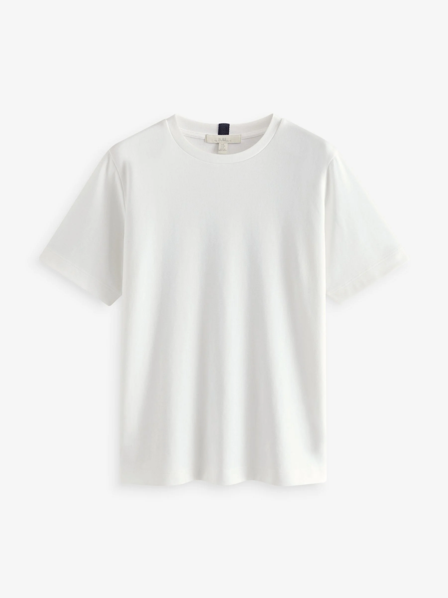 Wit - Dik T-shirt met ronde hals en korte mouwen