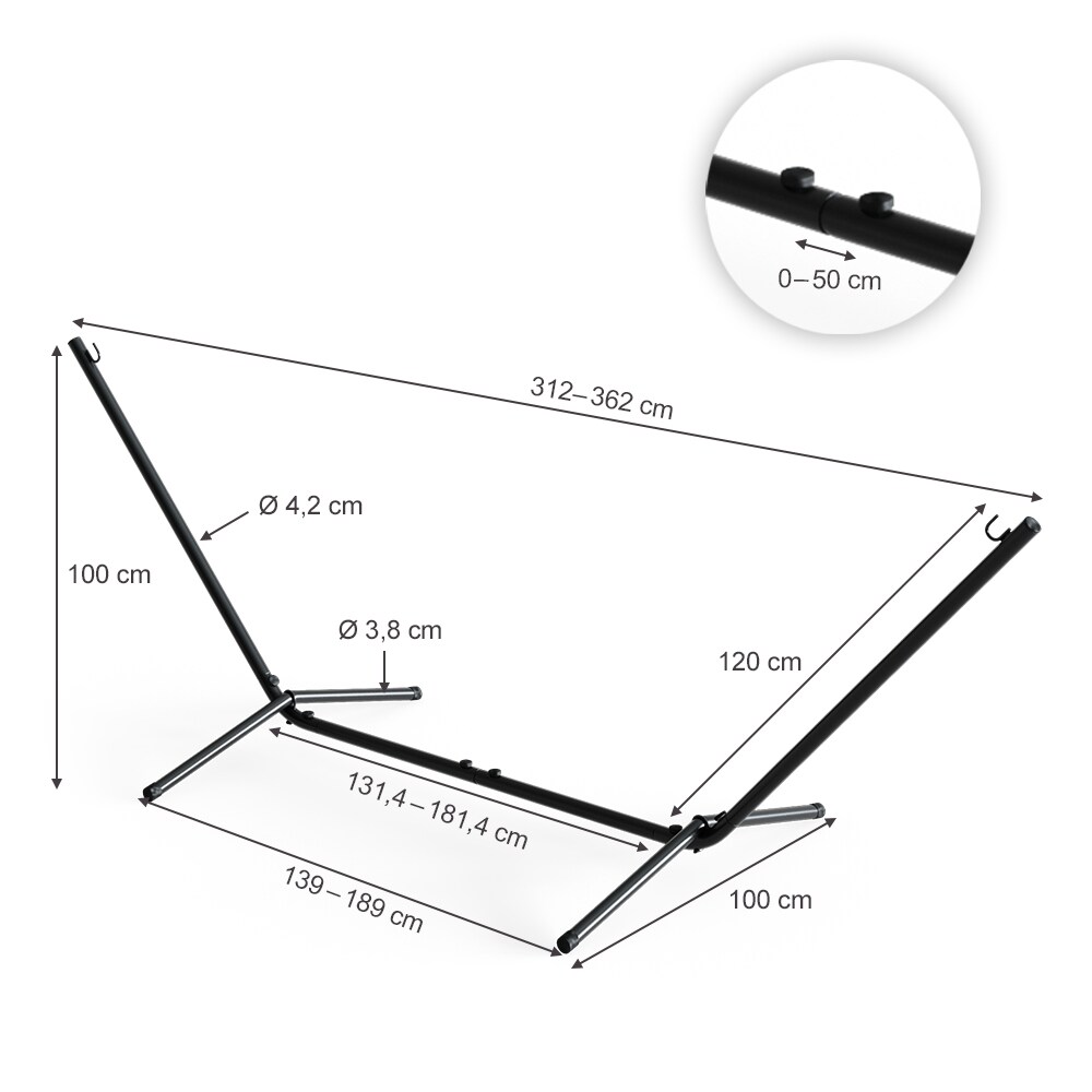 Hängemattengestell 350cm Metallgestell Hängemattenständer Sonnenliege Metall
