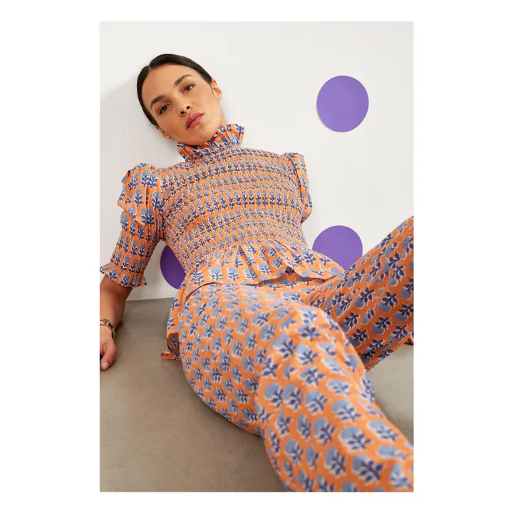 Maria de la Orden Blouse Manches Courtes Aleria Imprimée | Orange