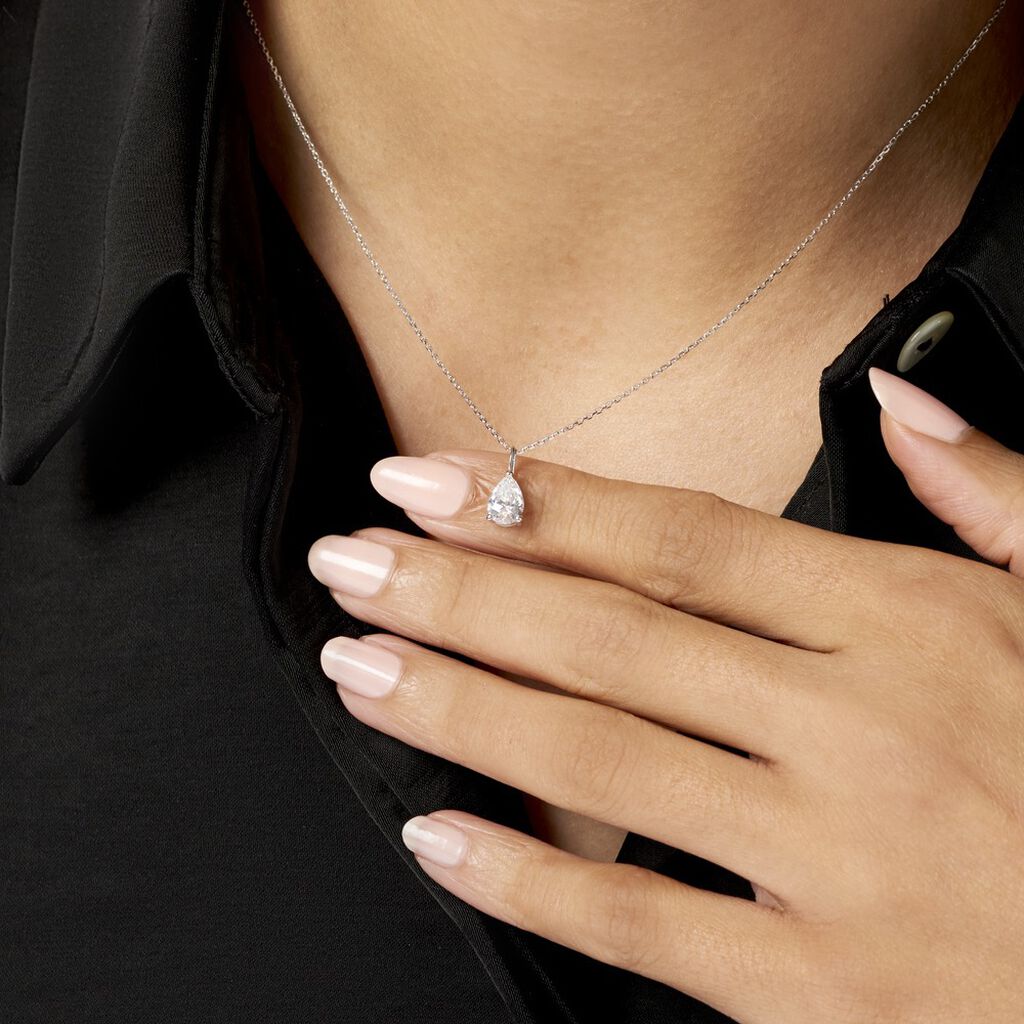 Collier Goutte Or Blanc Oxyde De Zirconium