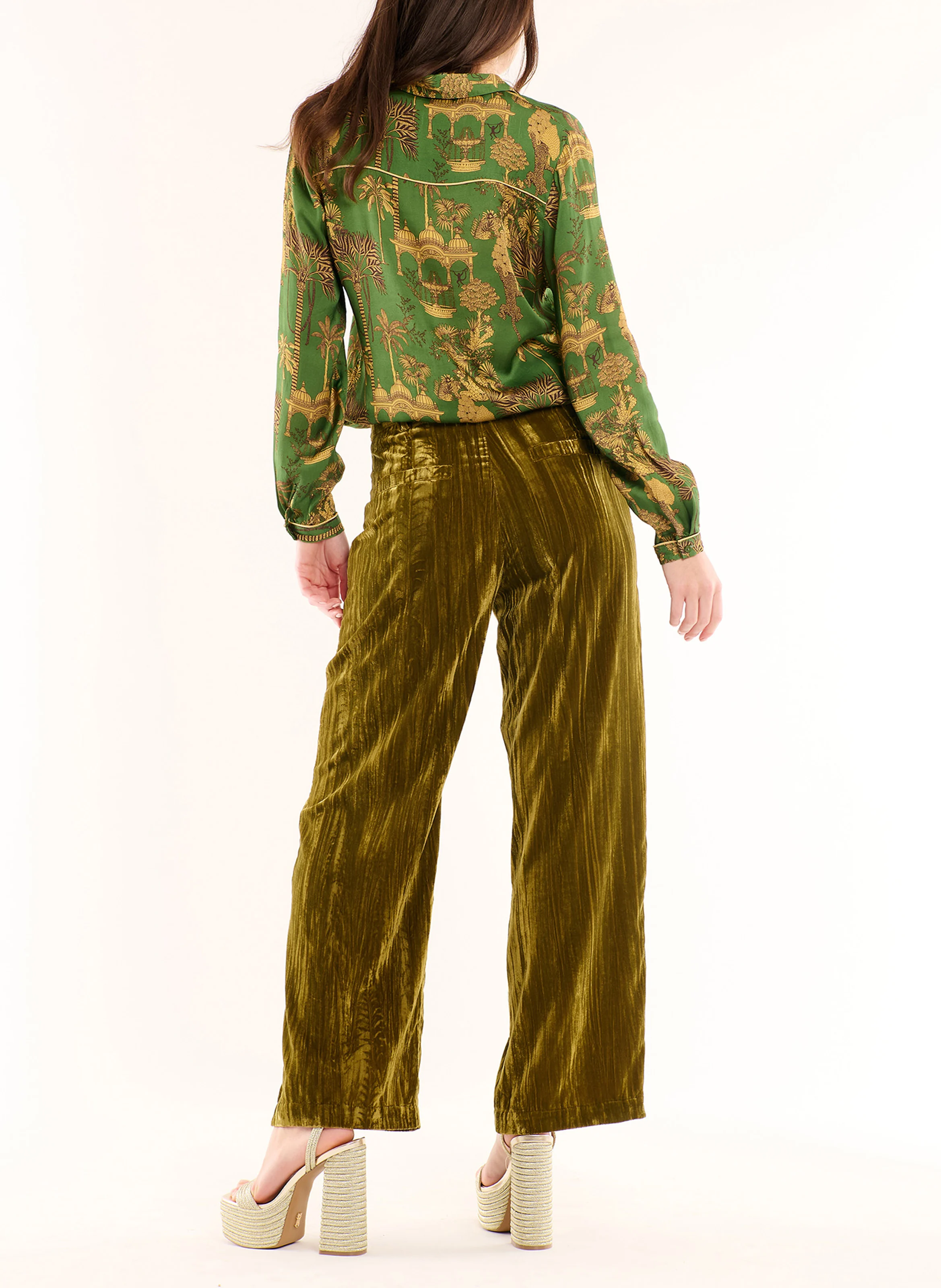 KOFFI - Pantalon large effet velours | Kaki
